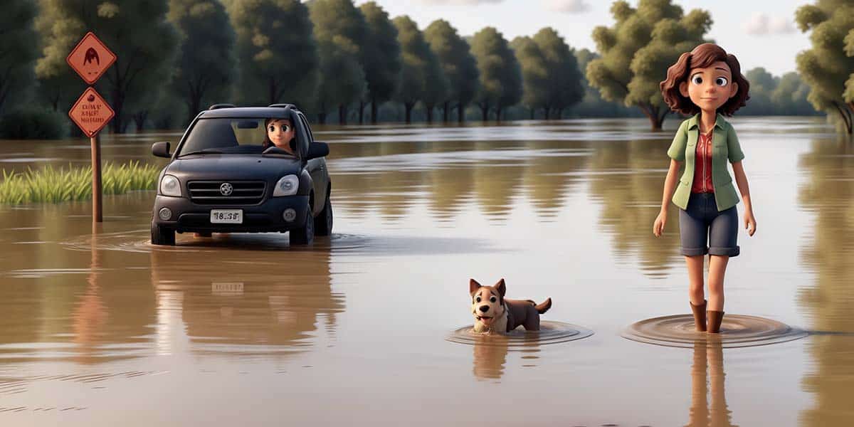 Dreaming of Crossing a Flooded Road with a Pet