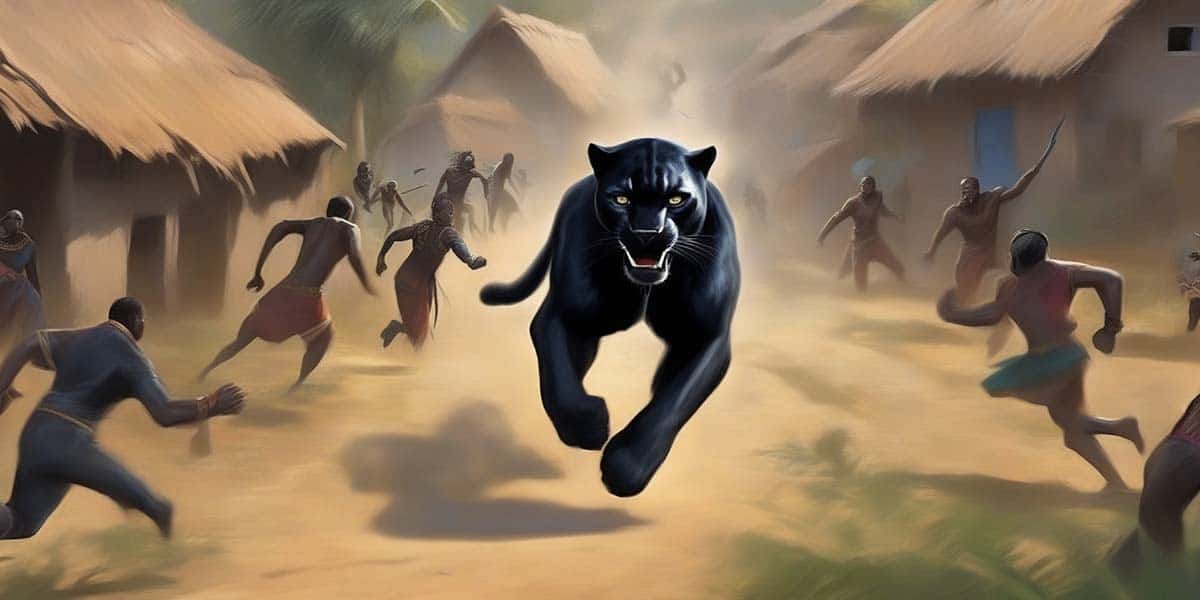Black Panther Attacking in a Dream Village