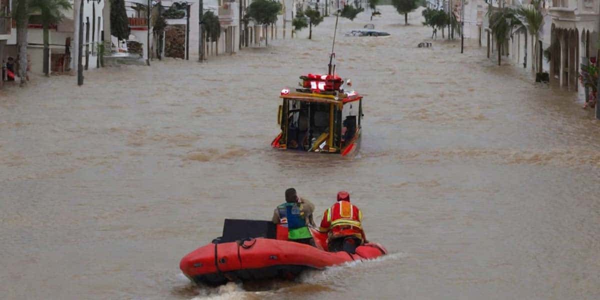Flooded Streets with Rescue Efforts