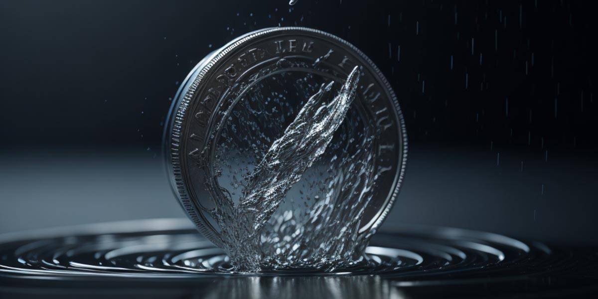 Silver Coin Falling into Water