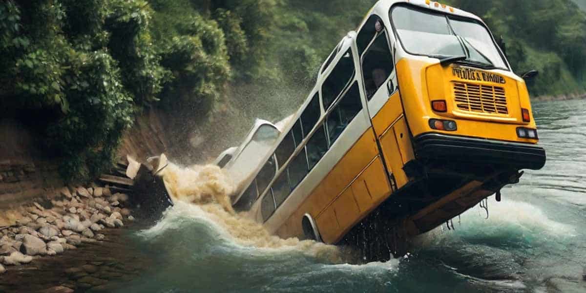 A Bus Falling into the Water