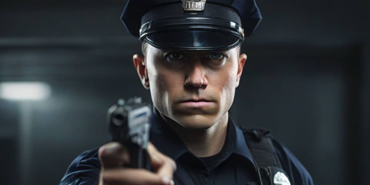 Police Officer Pointing a Gun at You