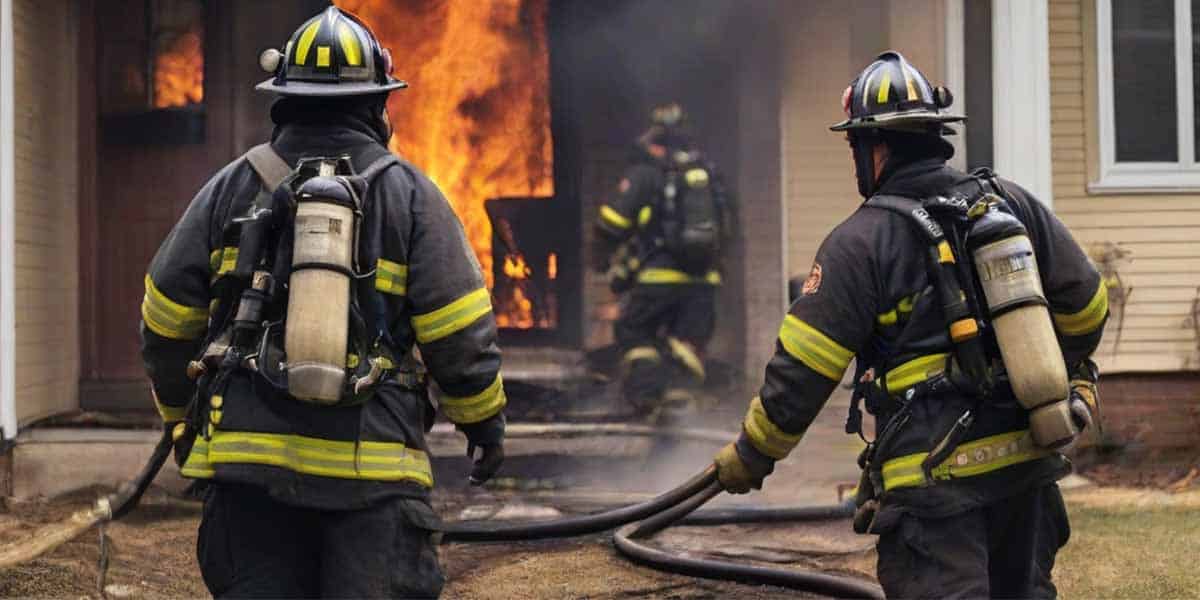 Firefighters Putting out a Fire in House